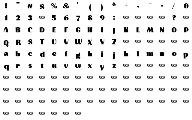 Hyper-Demo Black  glyph index