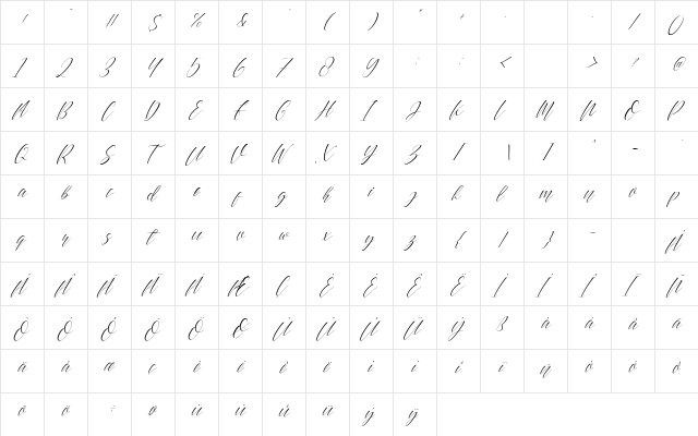 Beauty Amsterdam Tilted  glyph index