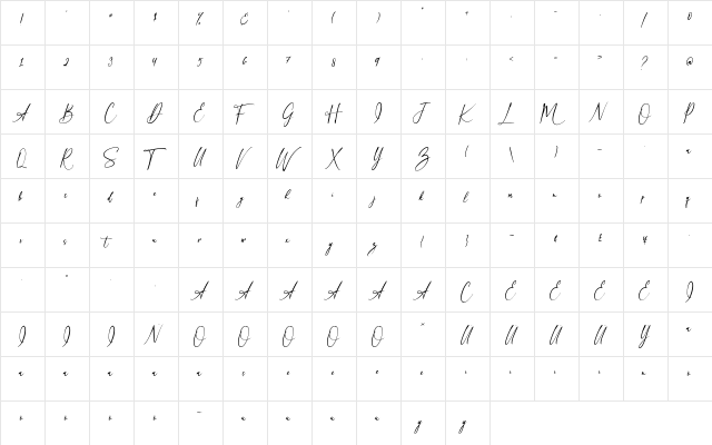 Beloved Collection Regular  glyph index