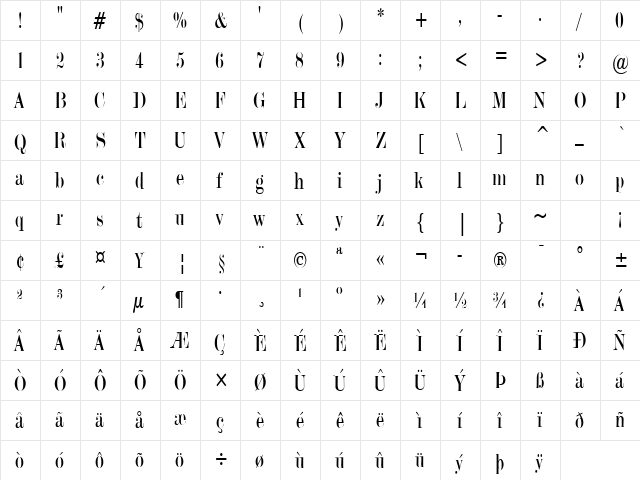 Update-Condensed Normal  glyph index