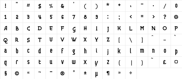 DveKruglyhC Regular  glyph index