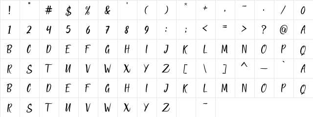 QUICK BRIDGE Regular  glyph index