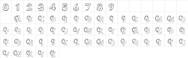 101! Kidlet Sunshine 'Bet Regular  glyph index