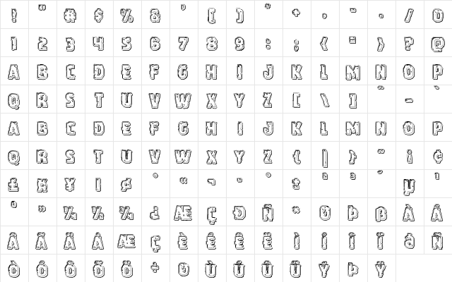 Howlin' Mad Engraved Regular  glyph index