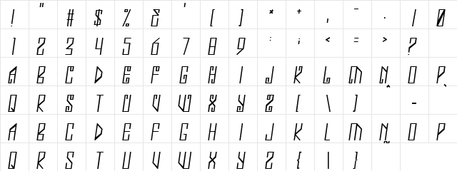 My Obsession Regular  glyph index