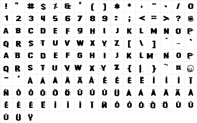 Cyberpnuk2 Regular  glyph index