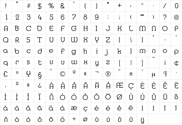 Media-Light Regular  glyph index