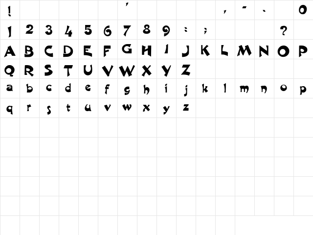 Harquil Roman Regular  glyph index