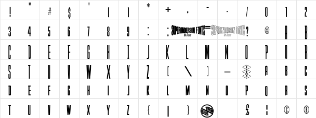 Anderson Captain Scarlet Regular  glyph index