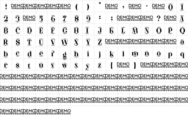 Diara Demo  glyph index