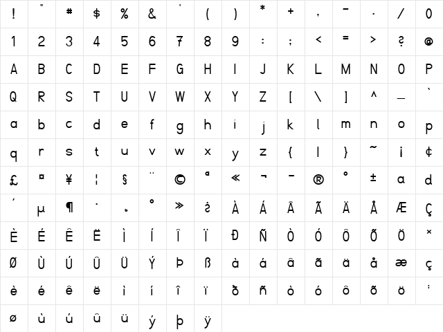 Fibel Nord Regular  glyph index