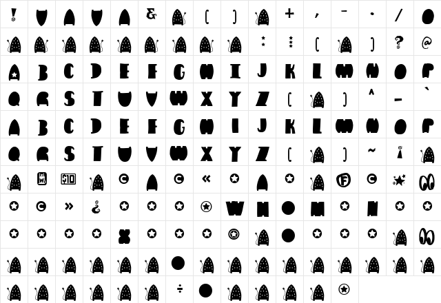 Irondale Regular  glyph index