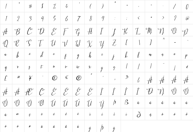 Stellaria Regular  glyph index