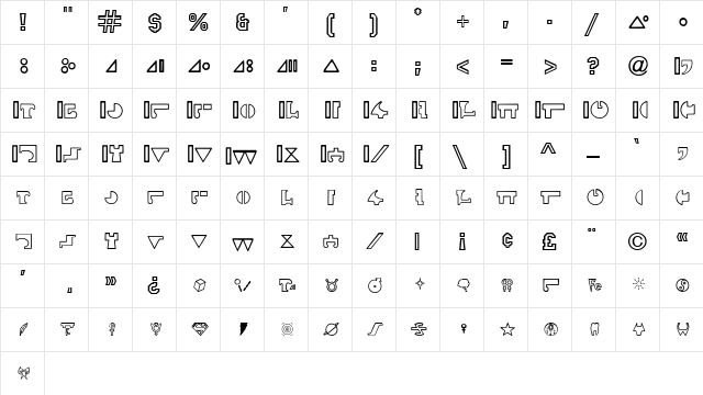 Interlac Hollow Hollow  glyph index
