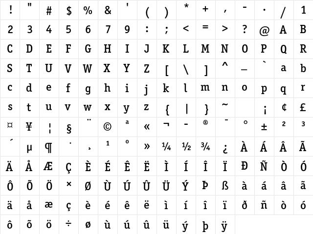 OfficinaSerITCStd Medium  glyph index