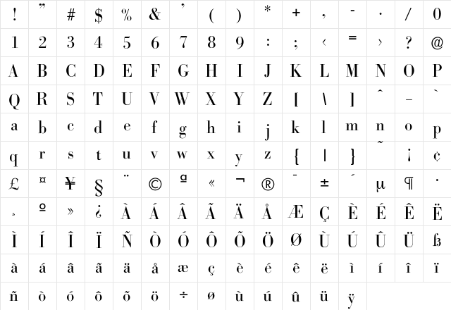 Bodoxi-Regular Regular  glyph index