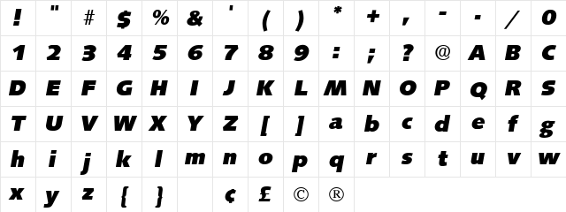 Lansette Display SSi Italic  glyph index