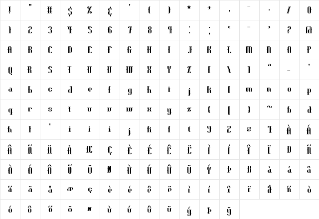 Blackoninaut Redux BRK Normal  glyph index