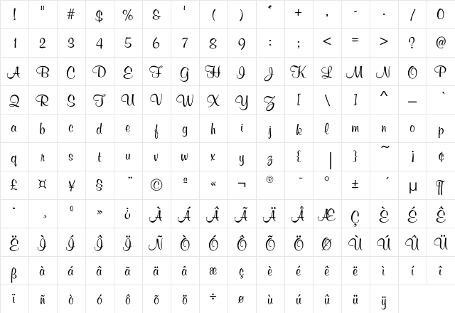 MurrayHillEF Regular  glyph index