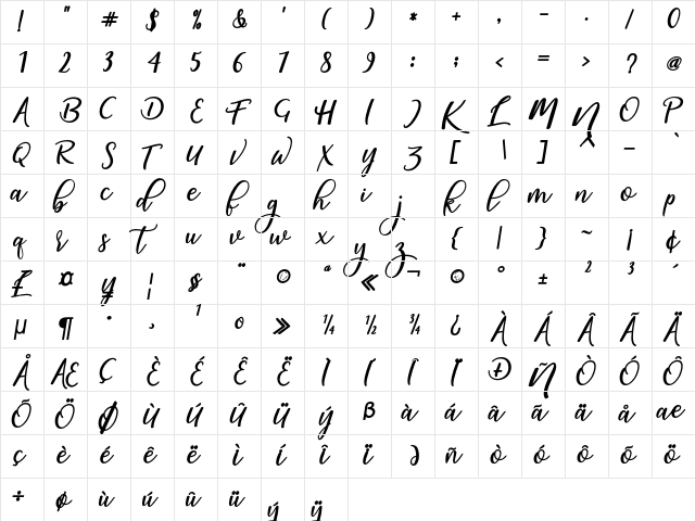 magic Regular  glyph index