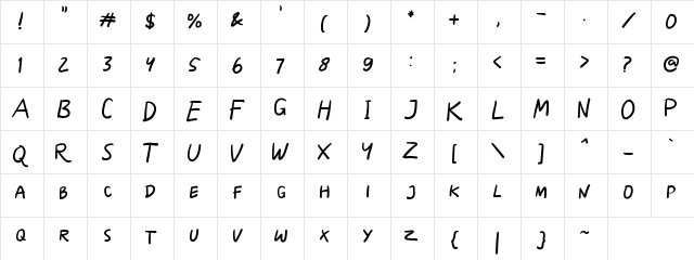 Skizzle Regular  glyph index