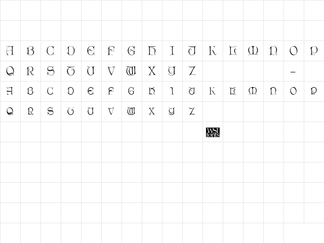 ThorinDisplayCaps Regular  glyph index