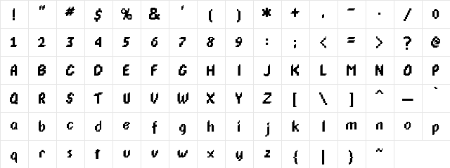 DPComic Regular  glyph index