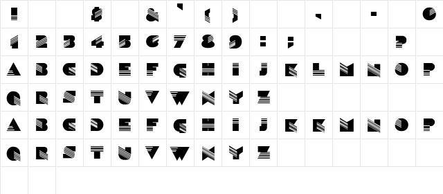 Sinaloa Regular  glyph index