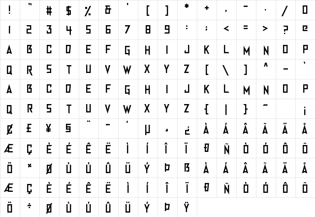 Anger Management Regular  glyph index