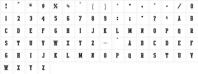 Intramural Stencil JL Regular  glyph index