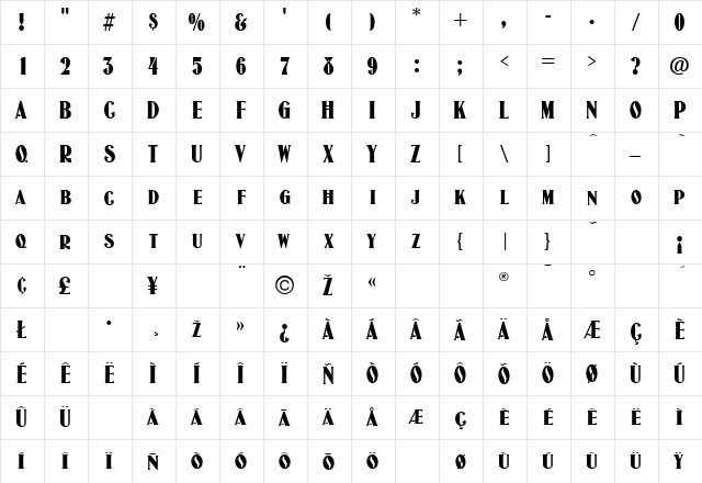 Jason Wood Regular  glyph index