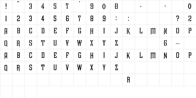 50 Regular  glyph index