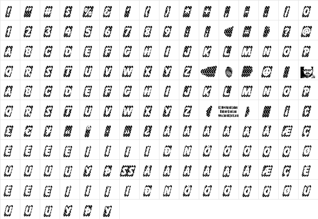 Skidz Regular  glyph index