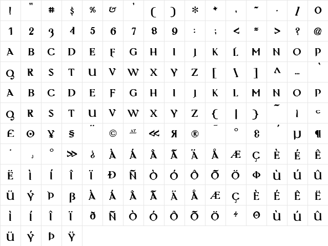 Masoch-Dirach Medium  glyph index