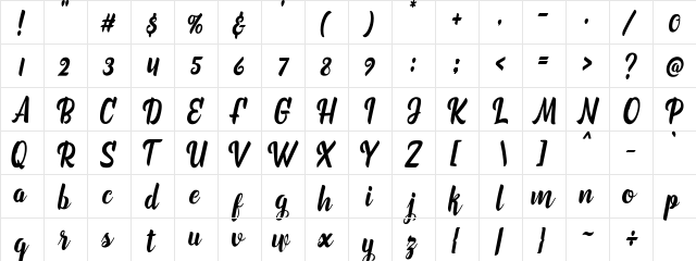 Marchelina Script Marchelina Script  glyph index