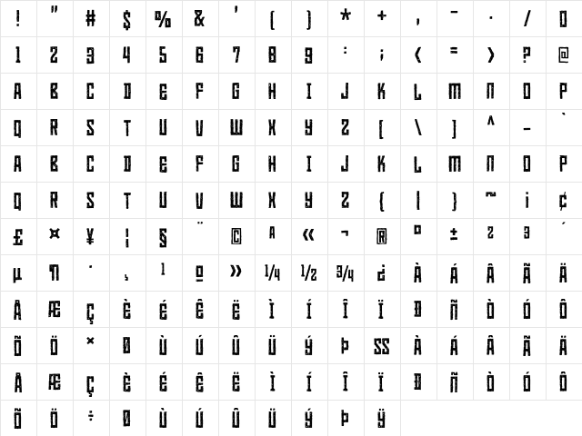 Heatwerk DEMO Regular  glyph index