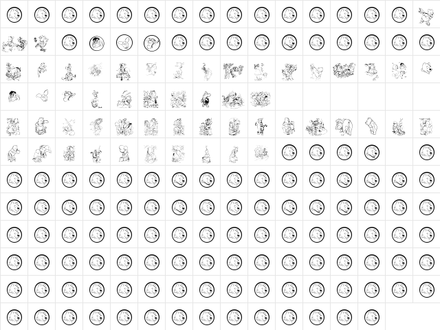 001 Disney's Pooh3 Regular  glyph index