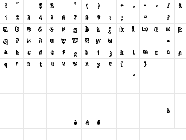 verdy ?volution Regular  glyph index