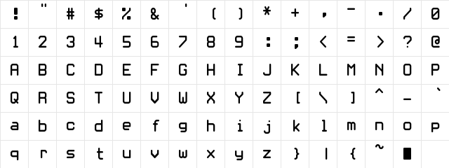 New Regular  glyph index