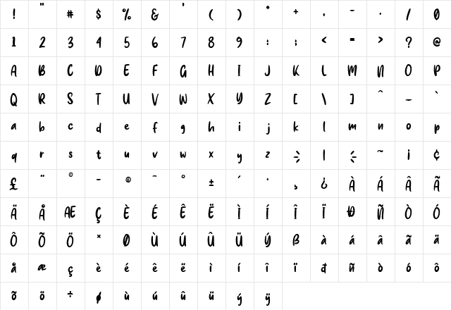 sweet purple Regular  glyph index