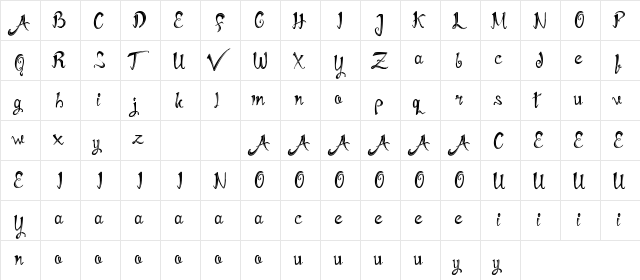 Mirinia Demo Inline Regular  glyph index