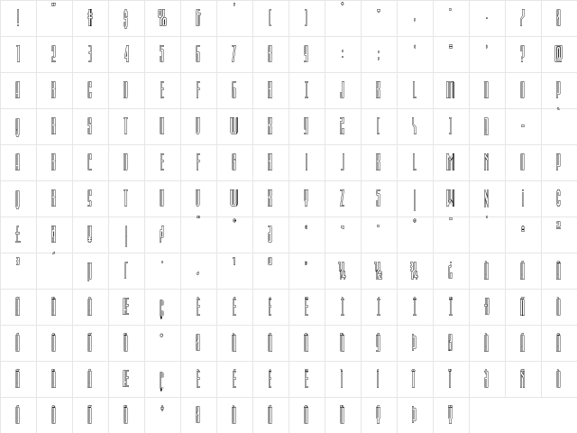Blue Cobra Outline Regular  glyph index