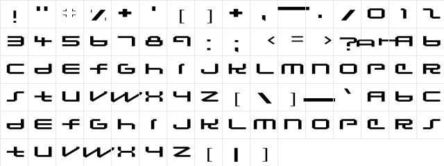 LHF Convecta Regular  glyph index