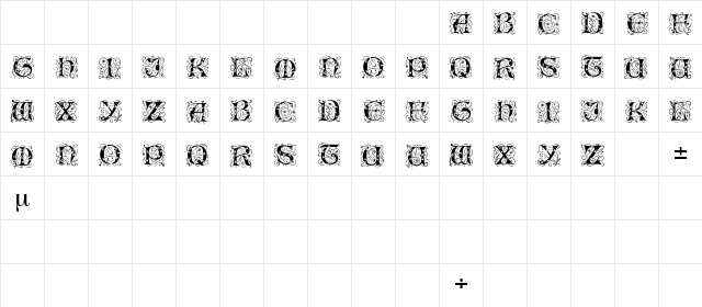 IlluminatiTwoDisplayCapsSSK Regular  glyph index