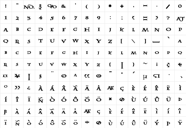 Ablefont Press  glyph index