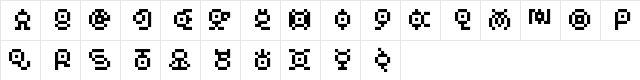 Pokemon Unown GB Regular  glyph index