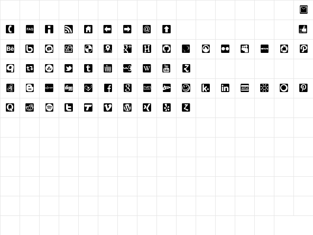 Social Icons Pro Set 1 - Rounded Regular  glyph index