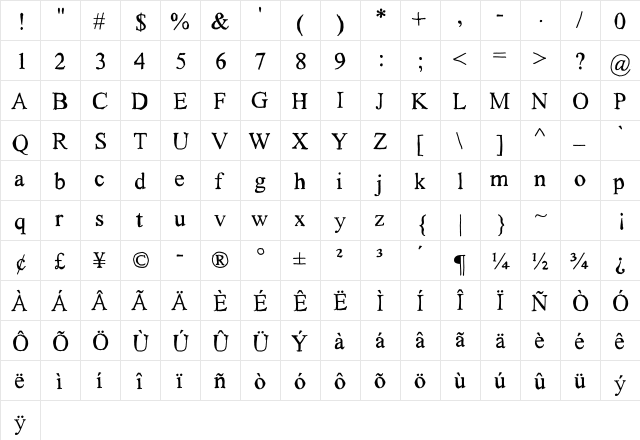 Subway Haze Regular  glyph index