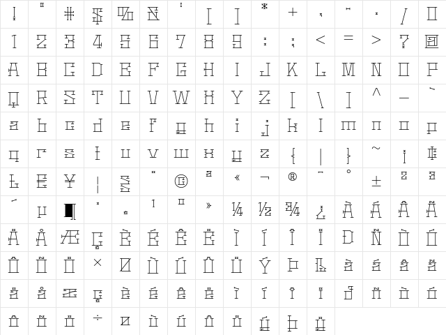 DelysianNF Regular  glyph index