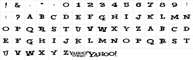 Yahoo! Regular  glyph index